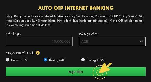 Hướng dẫn nạp tiền 11Bet đối thông qua Internet Banking
